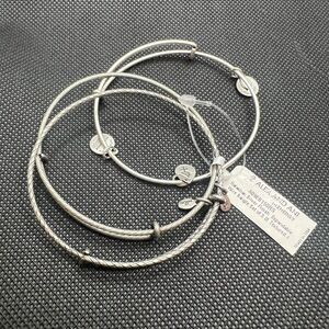 NWT Alex And Ani Rafaelian Silver Expandable Wire Bangle Set of 3